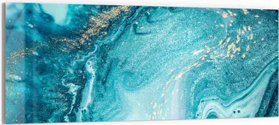 Produktbild von DEQORI Glasbild Echtglas 125x50 cm 'Meer aus Marmor' Wandbild Bild modern Deko