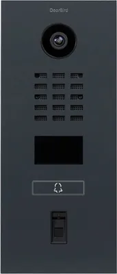 A DoorBird D2101FV IP Video Door Station with fingerprint scanner and keypad.