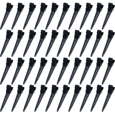 Produktbild von 40 Stück EnteBill Haarspangen, 4,3 cm, schwarze EnteBill Friseurhaarspangen, Metallhaarspangen, Haarspangen für den Friseur, Krokodilhaarspangen mit Löchern für Haarnadeln, für Frauen und Mädchen