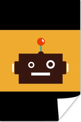 Produktbild von MuchoWow® Poster Roboter - Gesicht - Antenne - Gelb - Jungen - Kind 120x90 cm - Wandbild