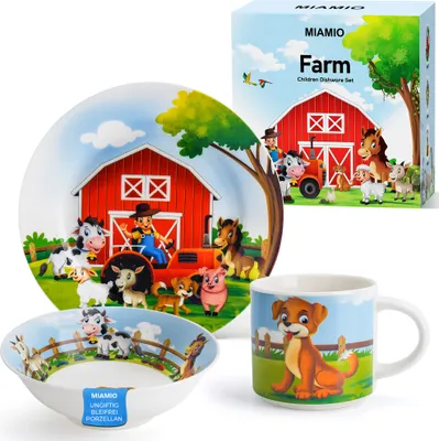 Produktbild von MIAMIO - 3er-Set Kindergeschirr/Porzellan inkl. Teller, Schüssel und Tasse