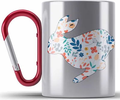 Produktbild von Trendation - Edelstahl Tasse Karabiner Ostern Ostergeschenke Kinder Jugendliche Geschenke Lustige Grafik Osterhase (Rot)