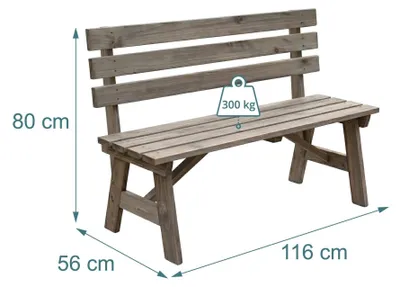 Immagine prodotto di Panchina da giardino con schienale, in legno di abete – Marrone