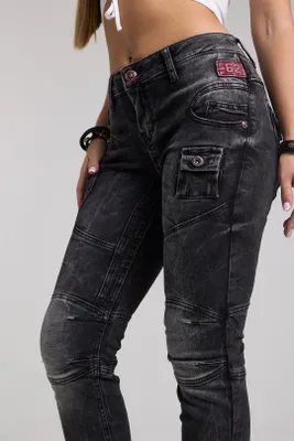 Produktbild von WD358 Damen bequeme Jeans mit modischen Ziernähten