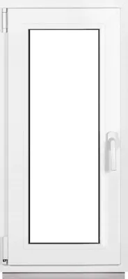 A white PVC window frame with a clear glass pane, shown from the front.