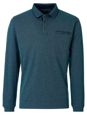 Produktbild von CasaModa Übergrößen Langarm-Poloshirt petrol melange