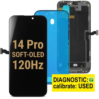 Produktbild von Kompatibles Diagnosefähiges 120Hz Soft OLED Display Touchscreen Bildschirm Schwarz für Apple iPhone 14 Pro A2650 A2889 & Werkzeug