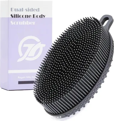 Image de Brosse corps silicone Brosse de bain double face Brosse de massage noire