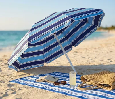 Immagine prodotto di Milani Home - ombrellone da spiaggia diametro 1,8 m con palo centrale in acciaio, telo poliestere multicolor, inclinabile, per mare e campeggio