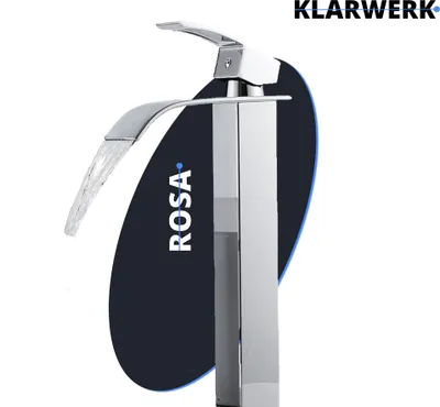 Immagine prodotto di ROSA | Miscelatore bagno a cascata alta Premium cromo | Miscelatore Hotel Gastro Premium lavabo freestanding | Rubinetto in acciaio inox a bocca alta