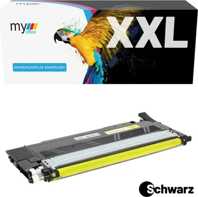 A toner cartridge and its packaging are shown against a white background.