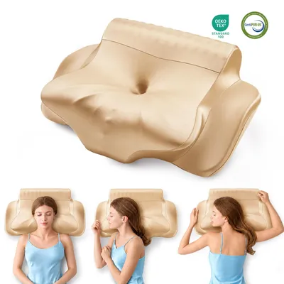 Image de Coussin de soutien cervical NicePlus en mousse à mémoire de forme, effet rafraîchissant, 62 x 35 cm, couleur or