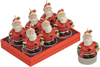 Zdjęcie produktu dla Świece świąteczne NIKOLAS/ŚWIĄTEGO MIKOŁAJA. Świeczki, dekoracje świąteczne, dekoracje stołu, Boże Narodzenie, Adwent, impreza świąteczna, zima. Świece w kształcie ŚWIĄTEGO MIKOŁAJA - zestaw 6 sztuk