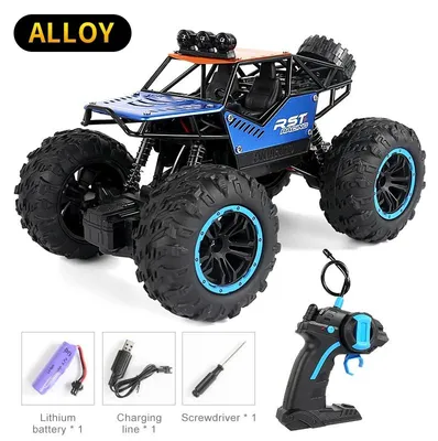 Produktbild von RC-Monstertruck im Maßstab ferngesteuertes Offroad-Auto mit Metallkarosserie, Doppelmotor, LED-Scheinwerfern und 2WD - Blau
