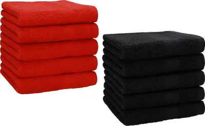 Produktbild von Betz 10 Stück Seiftücher 30x30 cm PREMIUM 100% Baumwolle Farbe: rot und schwarz