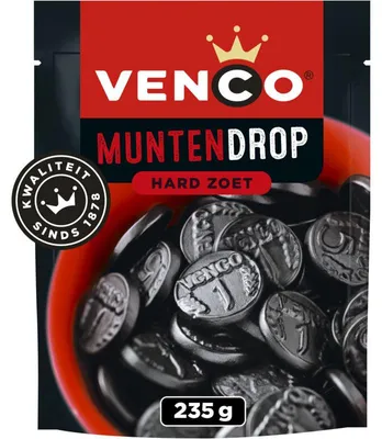 Produktbild von Venco Muntendrop Lakritzbonbons 235g – Süße & salzige Lakritz mit Minzgeschmack