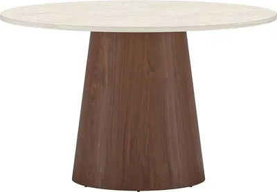 Produktbild von Esstisch Lanzo Ø120cm in Travertin-Optik - Mokka/Beige
