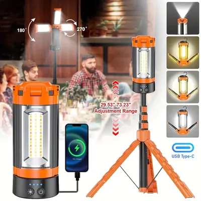 Image de Lampe de travail LED - Projecteur de travail pliable - 9000 mAh - 160 lm - 50 W - Rechargeable - Support réglable - Portable