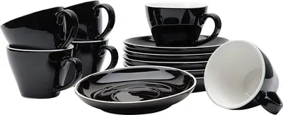 Produktbild von 12-teiliges Espressodoppio-Tassen Set 180 ml schwarz, Porzellan, Italia Serie