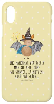 Produktbild von Mr. & Mrs. Panda Iphone 10 Handyhülle Fledermaus Zauberer - Gelb Pastell - Geschenk, Frauen, Magier, Handy, Fledermäuse, Lustige Sprüche, Reinsteigern, Cover, Hülle, X