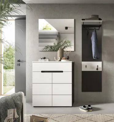 Produktbild von Garderoben-Set >Canu< in Basalt Grau / Weiß - 140x190x37cm (BxHxT)