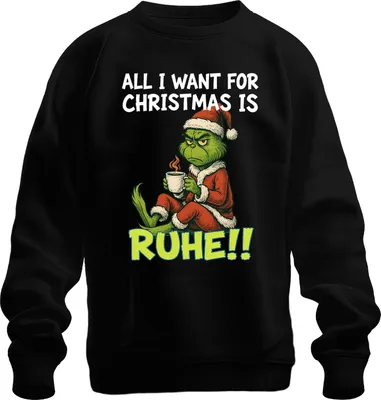 Obrázek produktu pro All I want for Christmas is calm christmas grinch sarcastic uni mikina, černá, L