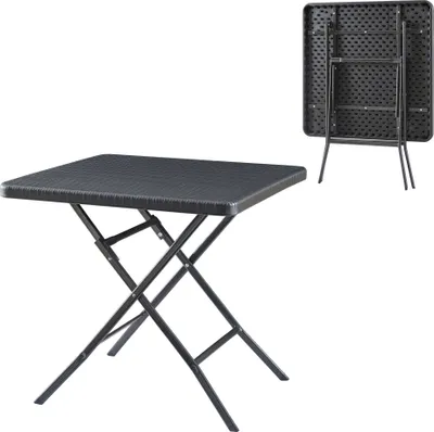 Produktbild von Klapptisch ‘Mark’ quadratisch 78 x 78 x 74 cm Rattanoptik, Schwarz