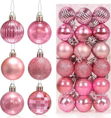 Produktbild von Kunststoff Weihnachtskugeln 36 Stück 4 cm rosa