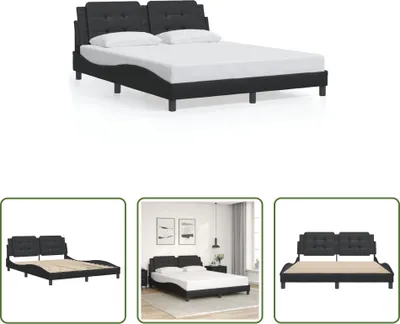Produktbild von The Living Store Bettgestell mit Kopfteil Schwarz 160x200 cm Kunstleder