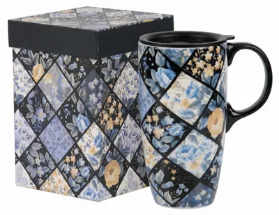 Produktbild von Keramische Kaffeetasse mit Deckel und Geschenkkarton
