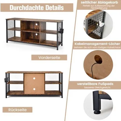 Obrázok produktu pre TV skrinka – Kávový stolík – Industriálny dizajn – 140 x 40 x 63 cm – Vhodná pre televízory do 65 palcov