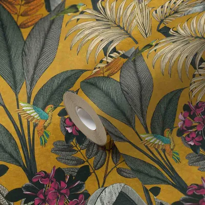 Produktbild von A.S. Creation | Botanical Tapete | Vliestapete | Kollektion PintWalls | 387381 | Gelb | 10.05 x 0.53 m | Vintageoptik | Wohnzimmer | Flur | Büro | Küche | Wohnräume
