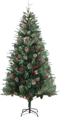 Obrázok produktu pre vidaXL Vianočný stromček so šiškami zelený 225 cm PVC a PE