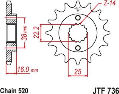 Obrázok produktu pre JT Ritzel 520 16t JTF736.16