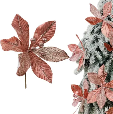 Obrázok produktu pre Poinsettia púdrová ružová na stonke - kvety vianočného stromčeka 28 cm