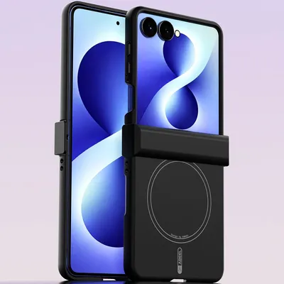 Obrázek produktu pro Magnetické pouzdro pro Samsung Galaxy Z Flip 7, tvrdé PC pouzdro odolné proti poškrábání s ochranou pantu, kompatibilní s MagSafe Černá