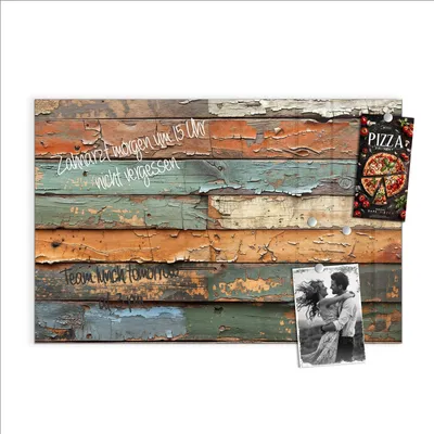 Produktbild von Magnettafel 90x60cm Pinnwand Whiteboard beschreibbar - Antike Holzplanken