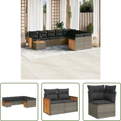 Produktbild von The Living Store 10-tlg. Garten-Sofagarnitur mit Kissen Grau Poly Rattan