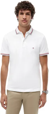 Immagine prodotto di Camicia polo da uomo Tommy Hilfiger, manica corta, modello slim fit, con dettagli a contrasto, colore bianco (White)