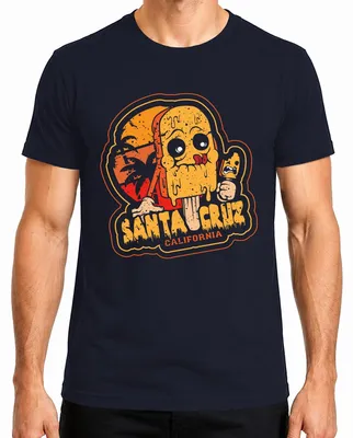 Produktbild von Santa Cruz California Skull Totenkopf Eis Popsicle Sommer Beach Herren T-Shirt, Navy, XL