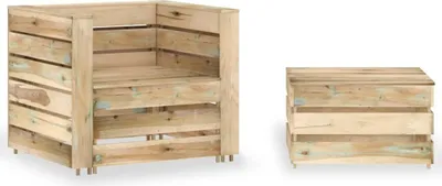 Produktbild von 2-tlg. Garten-Lounge-Set aus Paletten Imprägniertes Kiefernholz