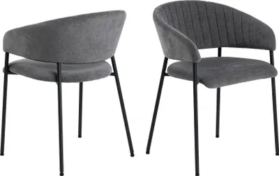 Image de Ann chaise de salle à manger avec accoudoirs gris.