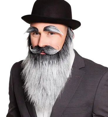 Immagine prodotto di Set barba "Vecchio" con sopracciglia | Grigio