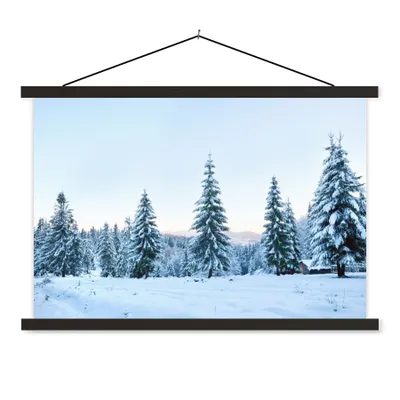 Produktbild von MuchoWow® Textilposter Winter - Schnee - Bäume 150x100 cm mit schwarzem Rahmen - Schlafzimmer