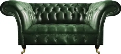 Image de Luxus Zweisitzer Sofa Couch Grün Leder Sofa Wohnzimmer Luxus Design Chesterfield