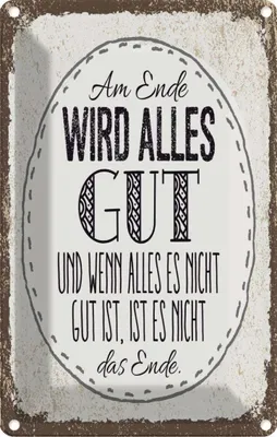 Produktbild von vianmo Blechschild 18x12 cm am Ende wird alles gut Spruch Zitat