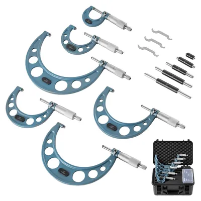 Produktbild von VEVOR 6-teiliges Mikrometerset, 0-1/1-2/2-3/3-4/4-5/5-6/in Maschinenbau Außenmikrometer, Präzisionsgenauigkeit, professionelle Werkzeugmacherwerkzeuge mit Schutzhülle, für die Metallbearbeitung, 6 STK