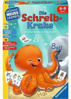 Produktbild von Ravensburger 24683 - Die Schreib-Krake - Lernspiel für Kinder, Schreiblernspiel für Kinder von 6-9 Jahren, für 1-4 Spiel