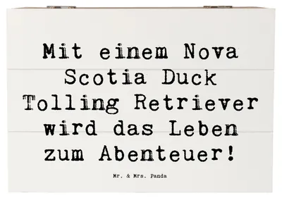 Produktbild von Mr. & Mrs. Panda truhe holz Spruch Nova Scotia Duck Abenteuer 22 x 15 cm - Weiß - Geschenk, Energie, Hundeliebhaber, Familie, Hunderasse, Box, aus, geschenkkiste, Hund