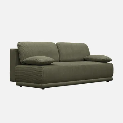 Immagine prodotto di sweeek - Divano letto a 3 posti con rivestimento in velluto a coste e vano contenitore - Kaki